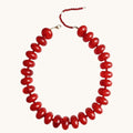 Home-Industry South Africa crimson red glossy resin bead necklace, 50cm length, with a lobster clasp closure.