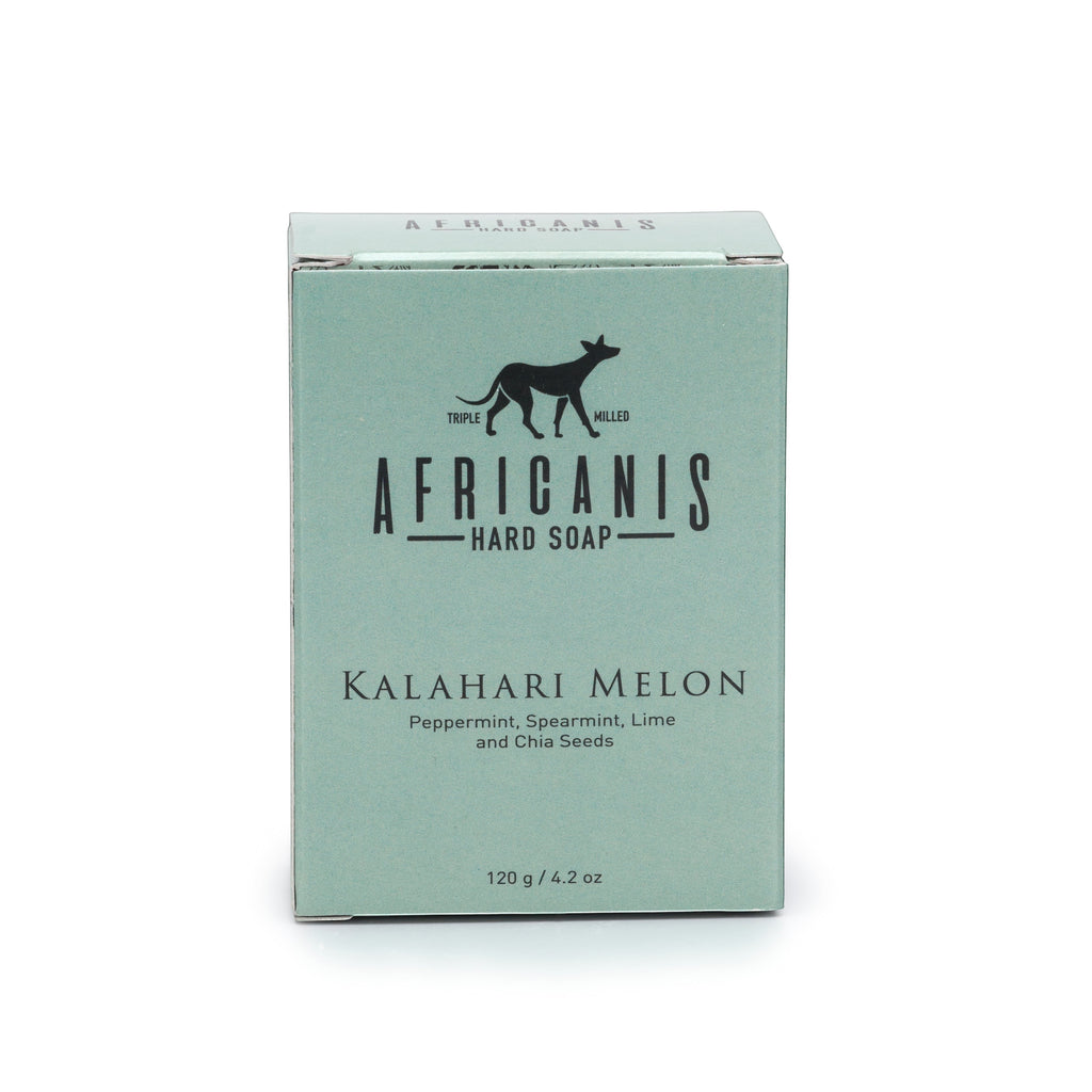 Home-Industry South Africa Africanis Kalahari Melon hard soap bar in a light green eco-friendly cardboard box