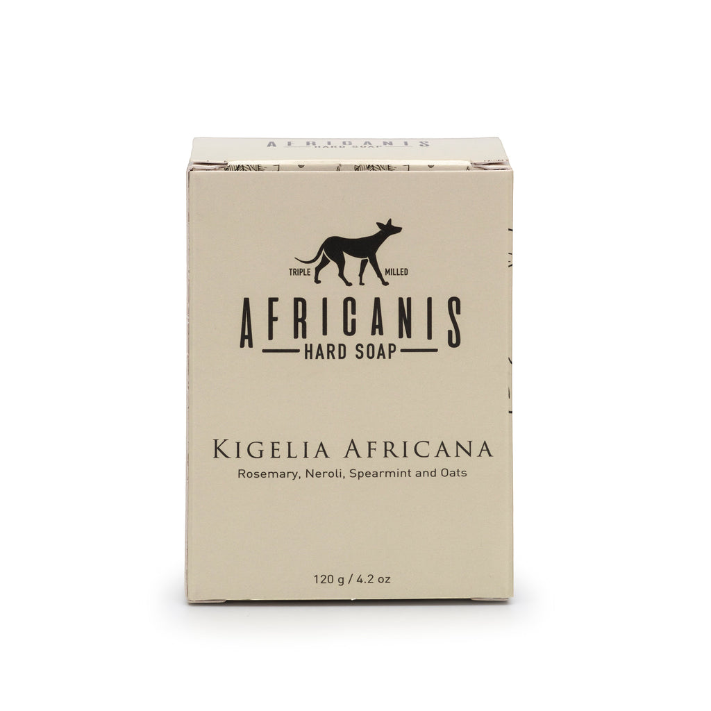 Home-Industry South Africa Africanis Kigelia Africana hard soap bar in beige cardboard packaging