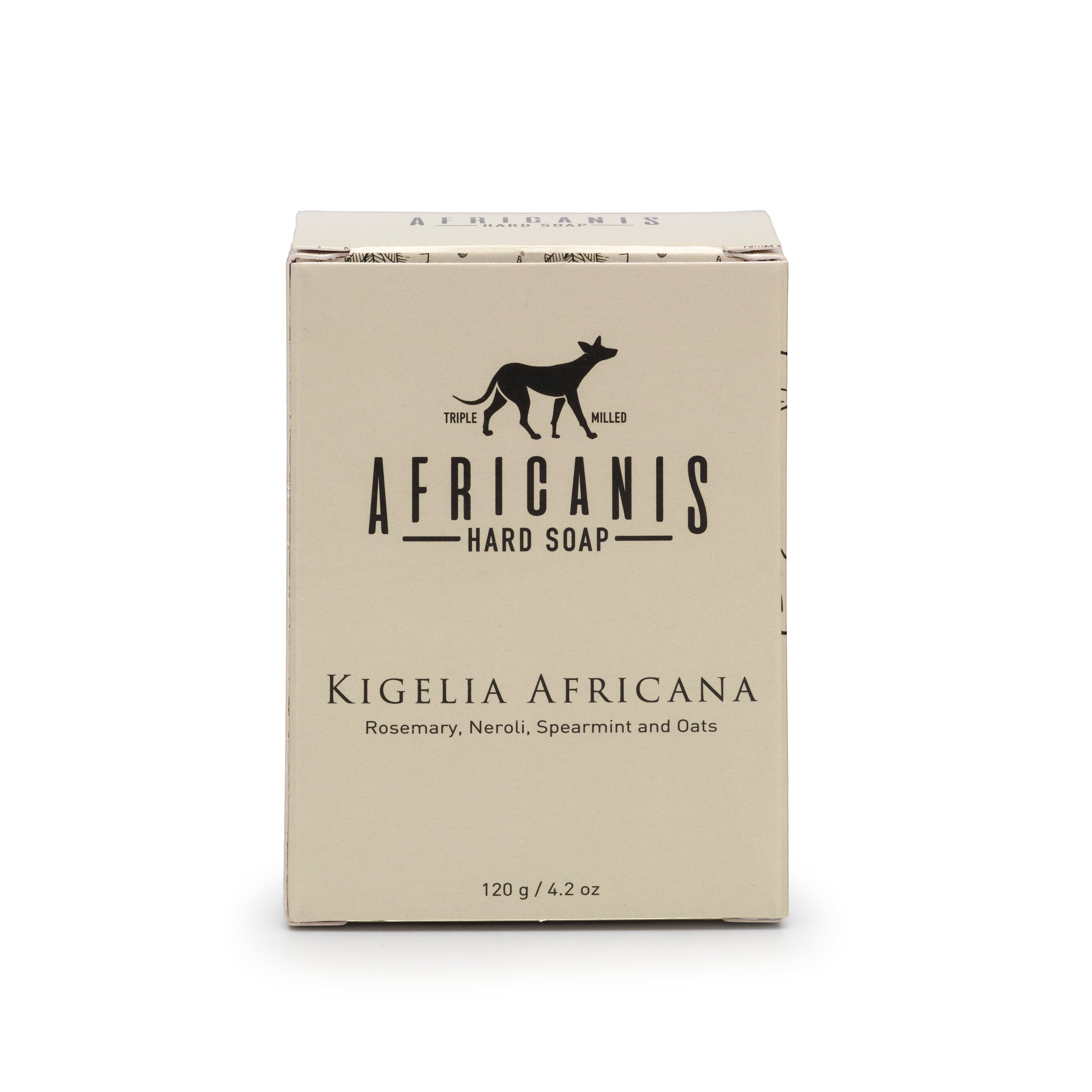 Home-Industry South Africa Africanis Kigelia Africana hard soap bar in beige cardboard packaging