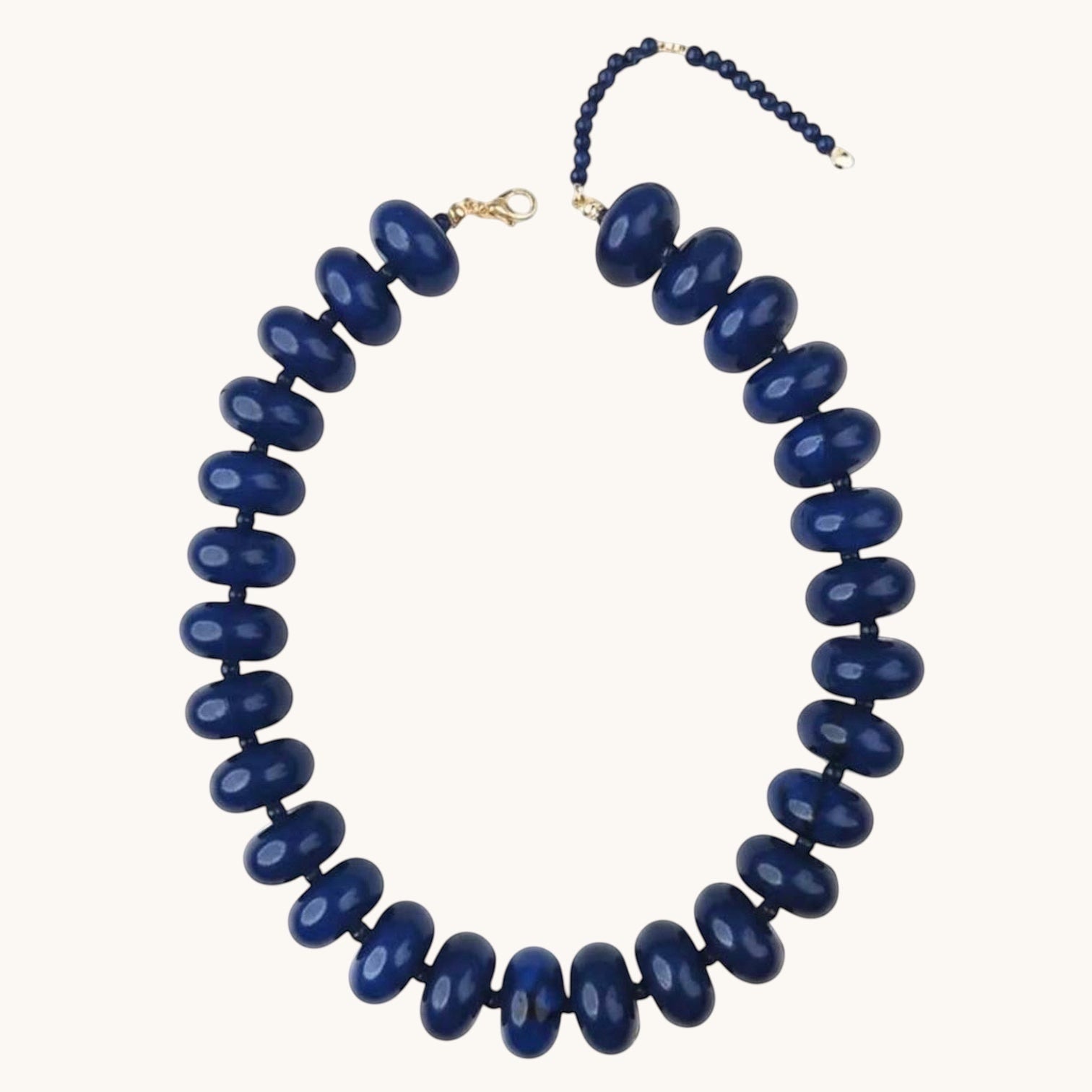 Home-Industry South Africa Soho glossy resin bead necklace in midnight blue, 50cm length.