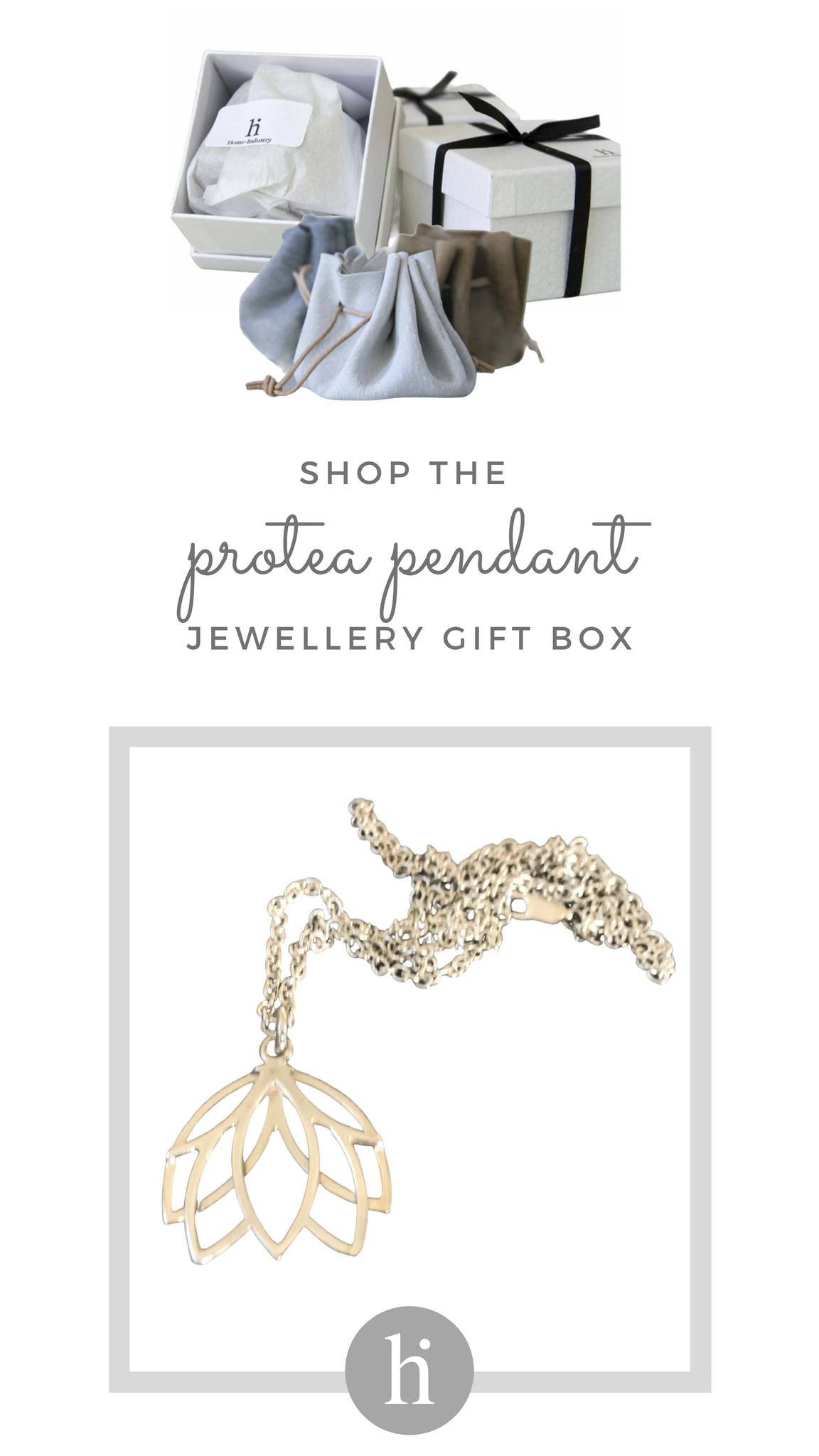 Protea pendant jewellery gift box - with free travel jewellery box