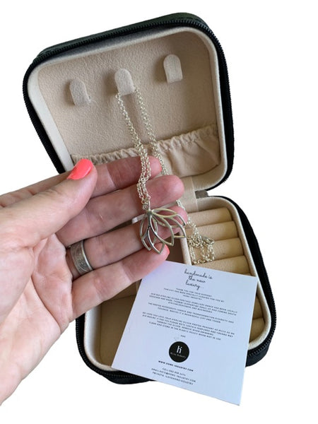 Protea pendant jewellery gift box - with free travel jewellery box