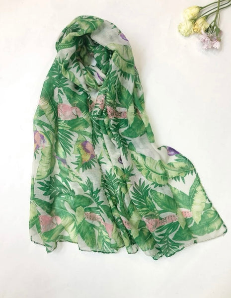 Leaf Print Scarf - Green