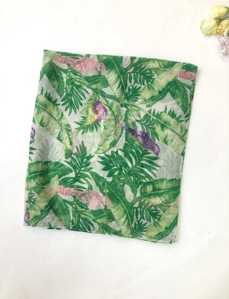 Leaf Print Scarf - Green
