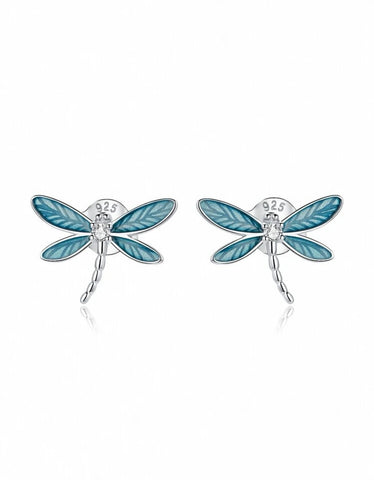 Blue Dragonfly 925 Silver Earrings
