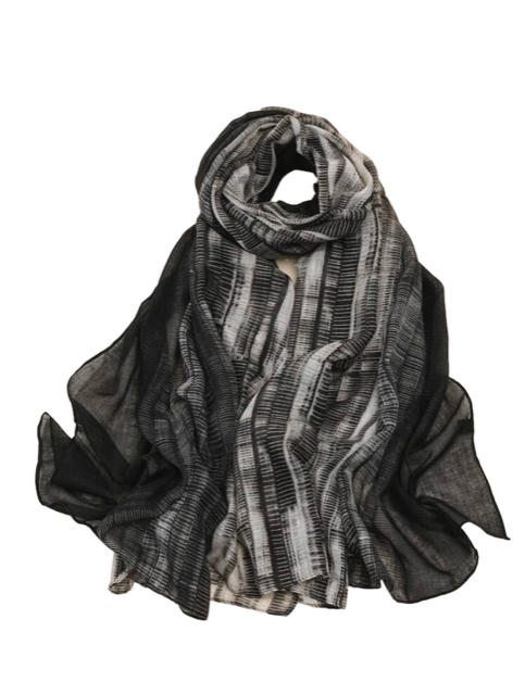 Graphic Pattern Scarf - Shades of Grey